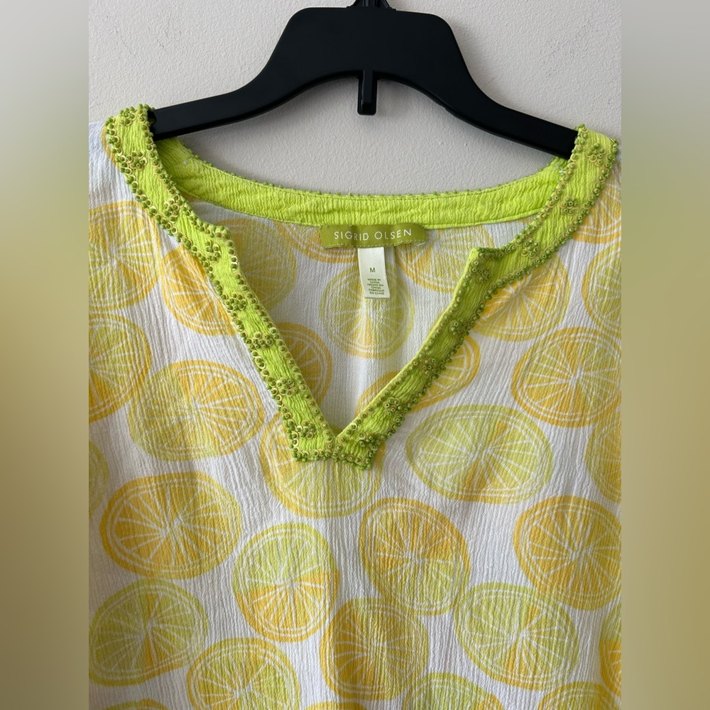 Sigrid Olsen Citrus Print Gauze Tunic In Size Med… - image 2